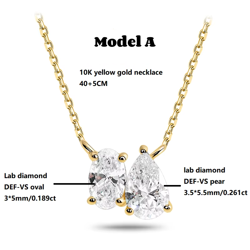 10K Yellow Gold Lab Grown Diamond Toietmoi Necklace
