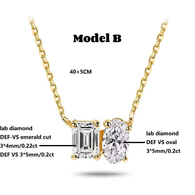 10K Yellow Gold Lab Grown Diamond Toietmoi Necklace