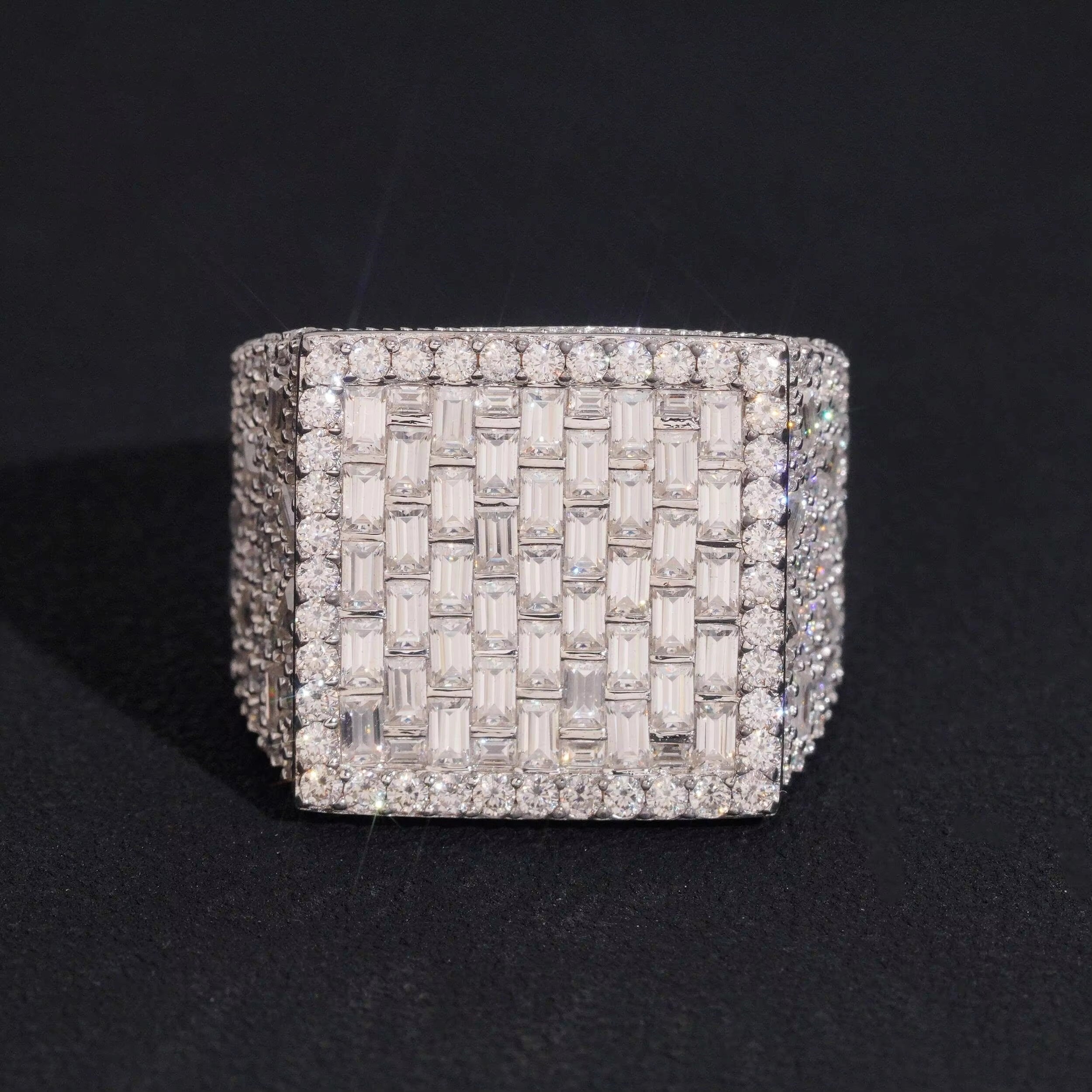 Iced Out Half Iced Fancy Cut Moissanite Diamond Men Ring