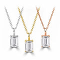 18K Real Gold 1CT Emerald Cut Lab Grown Diamond Necklace