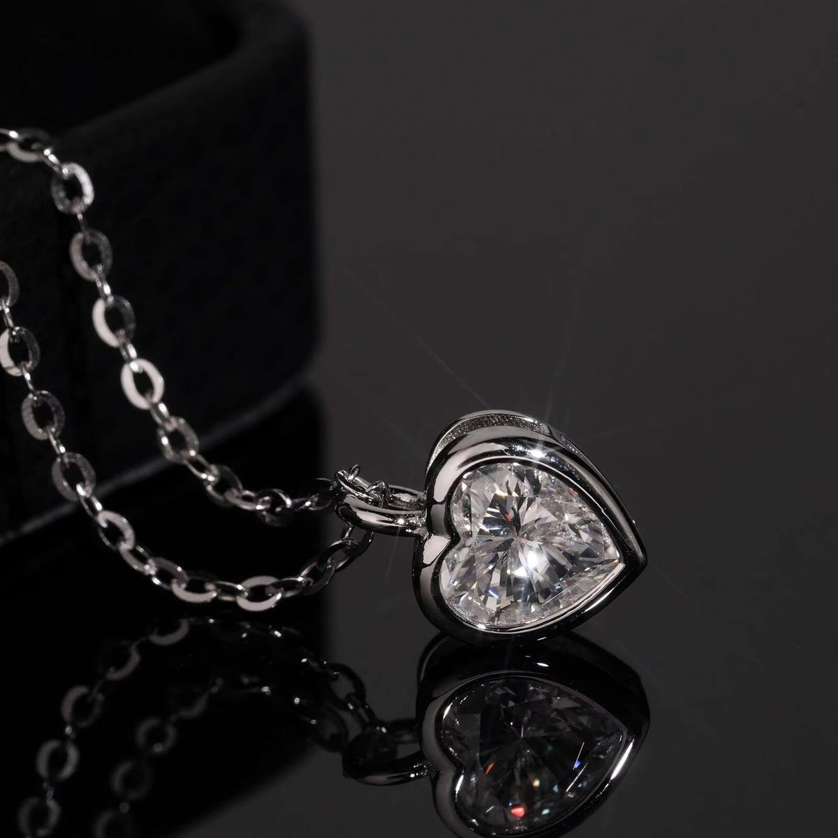 Sterling Silver 1CT Heart Cut Moissanite Diamond Necklace Women