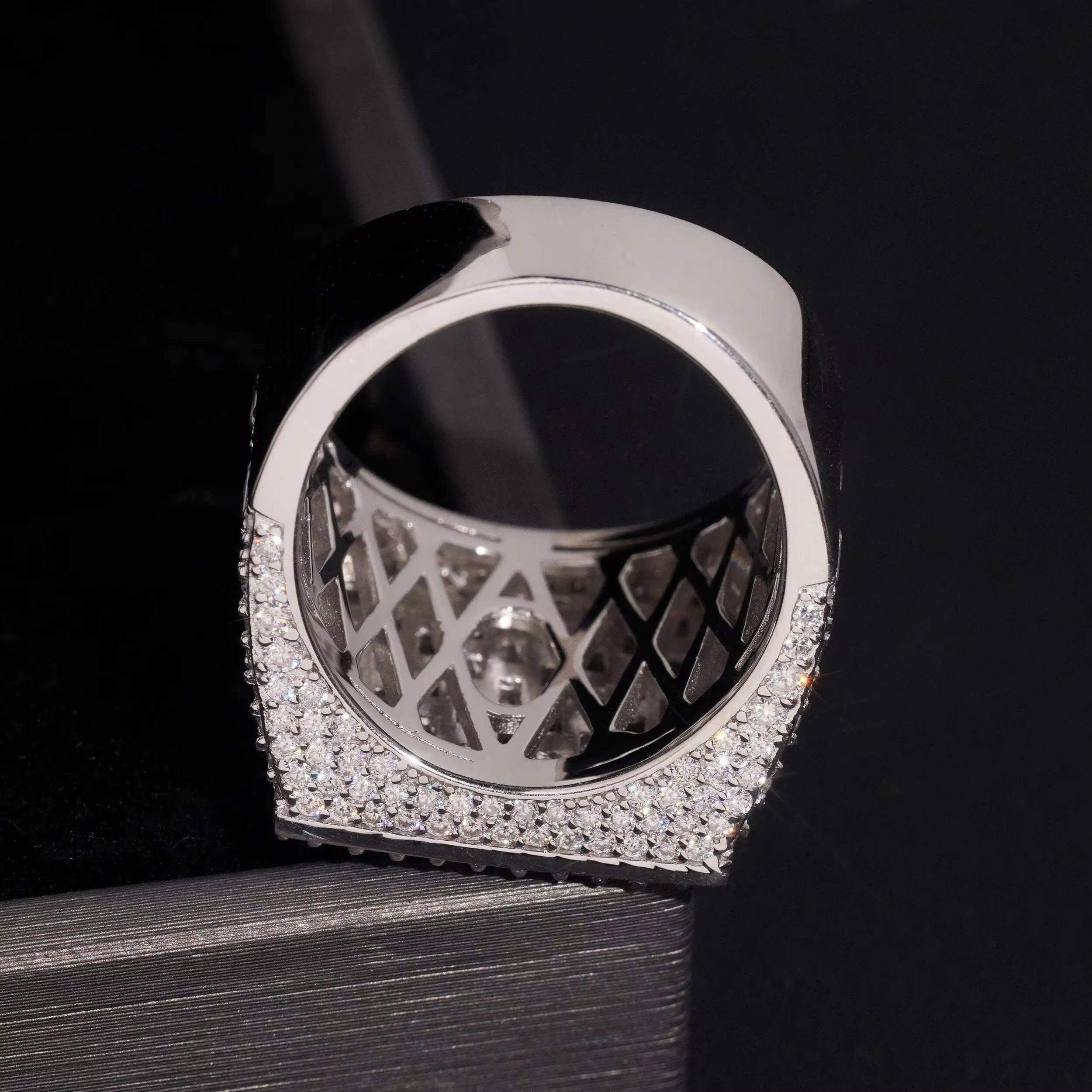 Iced Out Half Iced Fancy Cut Moissanite Diamond Men Ring