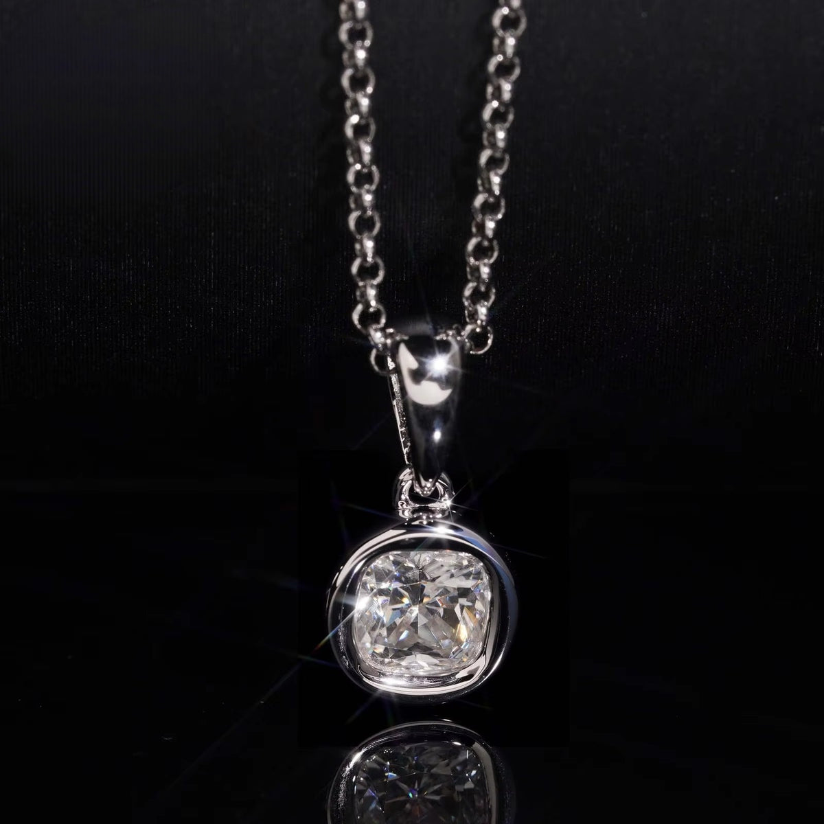 1CT Cushion Cut Women Moissanite Diamond Necklace