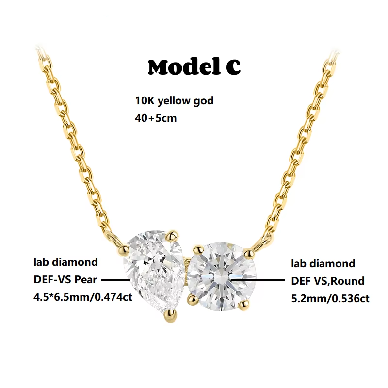 10K Yellow Gold Lab Grown Diamond Toietmoi Necklace