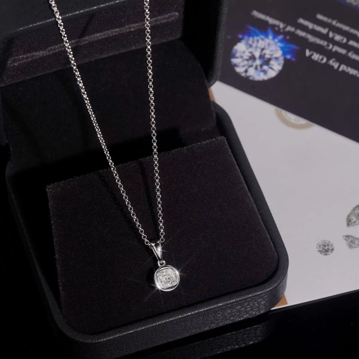 1CT Cushion Cut Women Moissanite Diamond Necklace