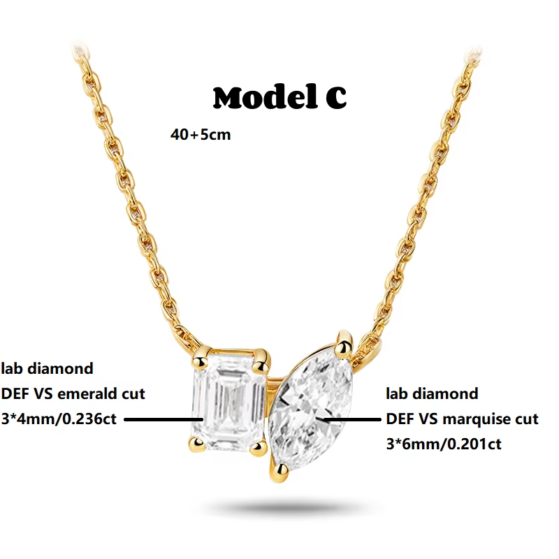 10K Yellow Gold Lab Grown Diamond Toietmoi Necklace