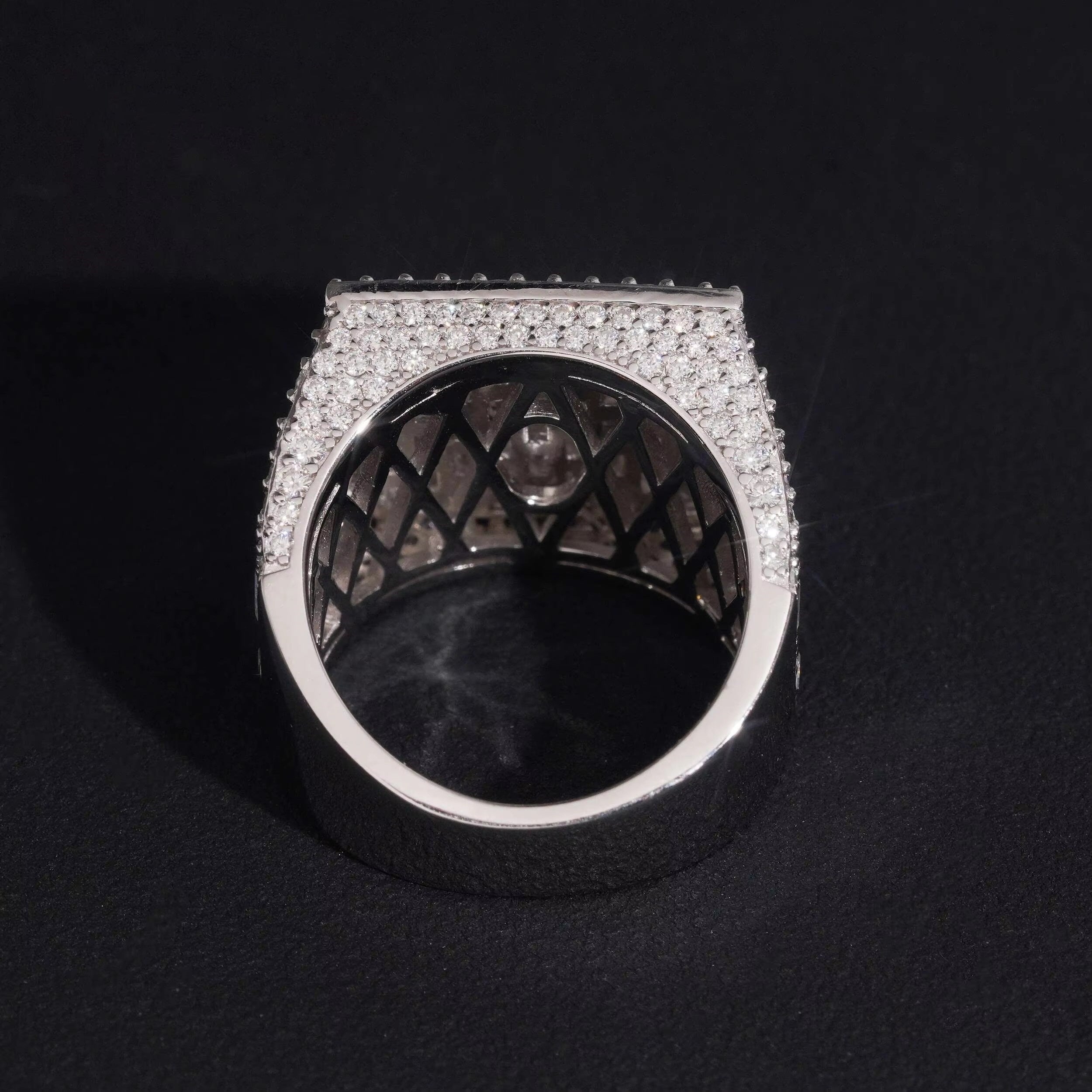 Iced Out Half Iced Fancy Cut Moissanite Diamond Men Ring