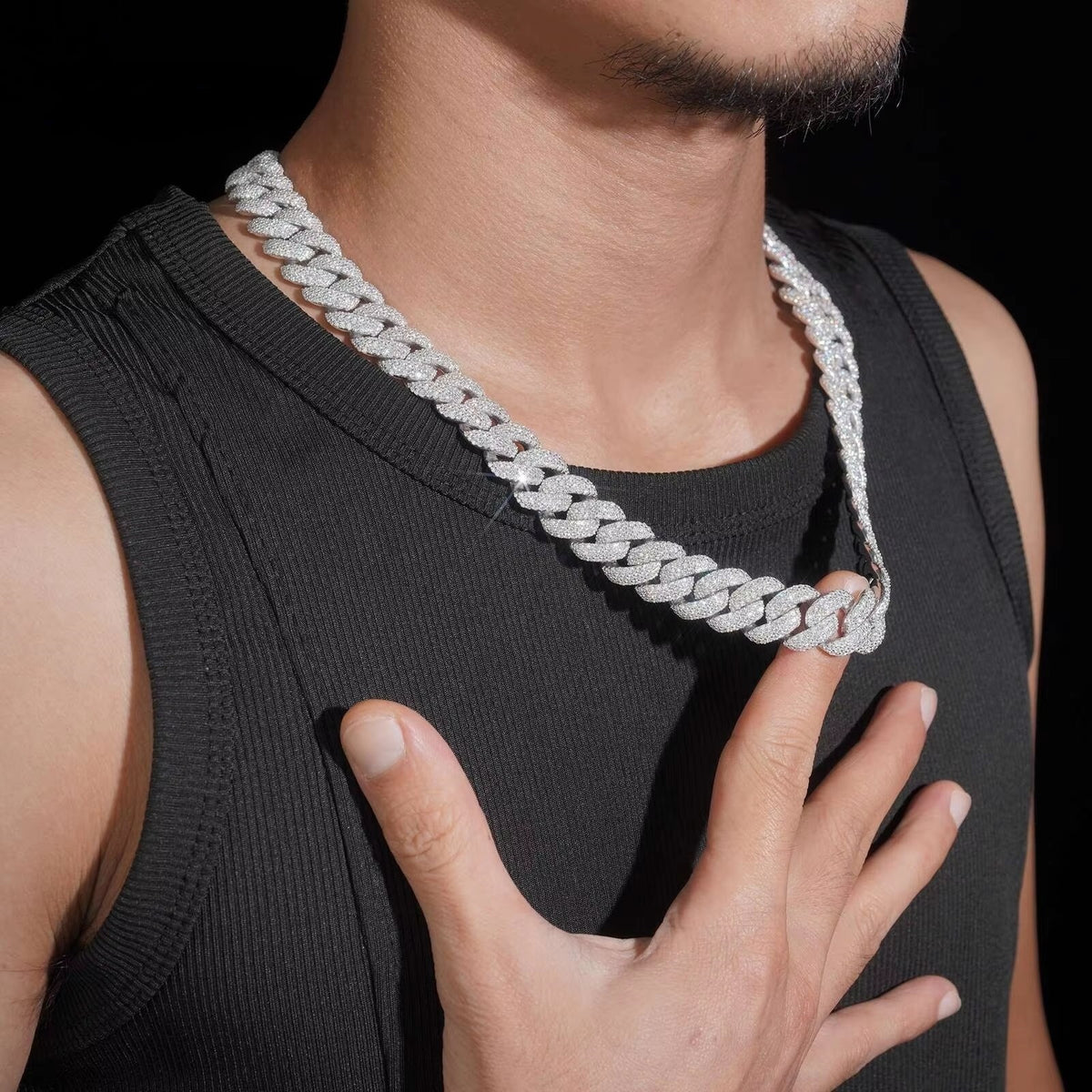 16MM Miami Cuban Link Chain Neckalce Moissanite Diamond