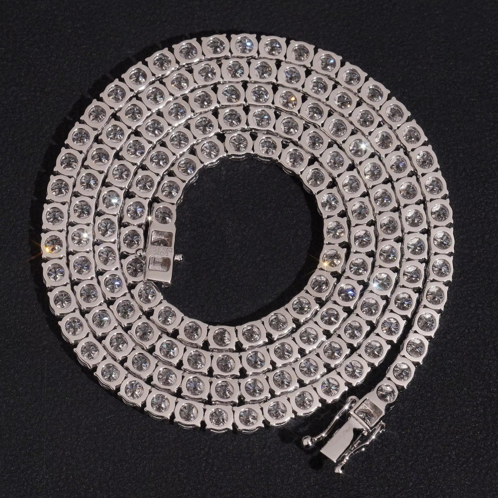 10K Solid Gold 5MM 50 Pointer Lab Grown Diamond Tennis Chain Necklace