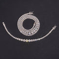 925 Sterling Silver Moissanite Diamond Gradient Size Tennis Necklace Bracelet