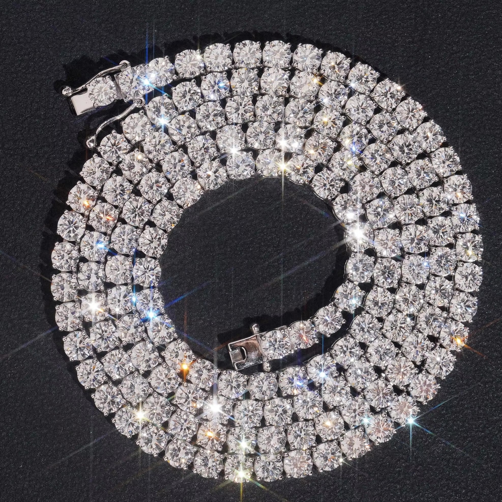 10K Solid Gold 5MM 50 Pointer Lab Grown Diamond Tennis Chain Necklace