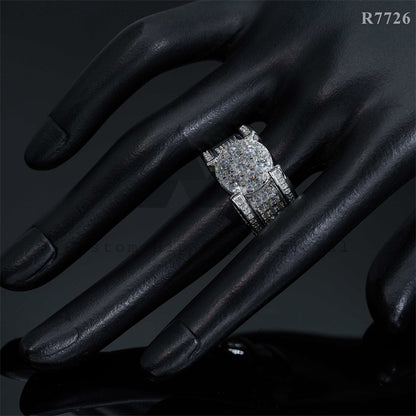 Hot Sell Solid Silver 925 Rapper Jewelry 925 Silver Iced Out Ring VVS Moissanite For Men