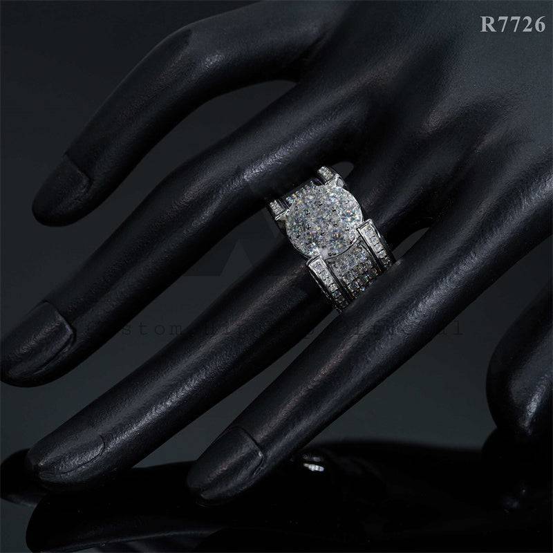 Hot Sell Solid Silver 925 Rapper Jewelry 925 Silver Iced Out Ring VVS Moissanite For Men