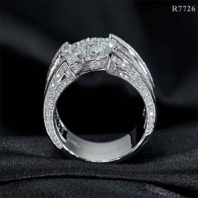 Hot Sell Solid Silver 925 Rapper Jewelry 925 Silver Iced Out Ring VVS Moissanite For Men