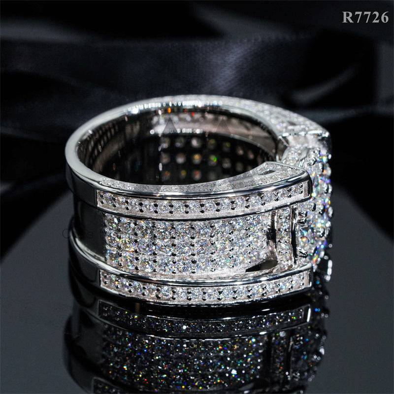 Hot Sell Solid Silver 925 Rapper Jewelry 925 Silver Iced Out Ring VVS Moissanite For Men