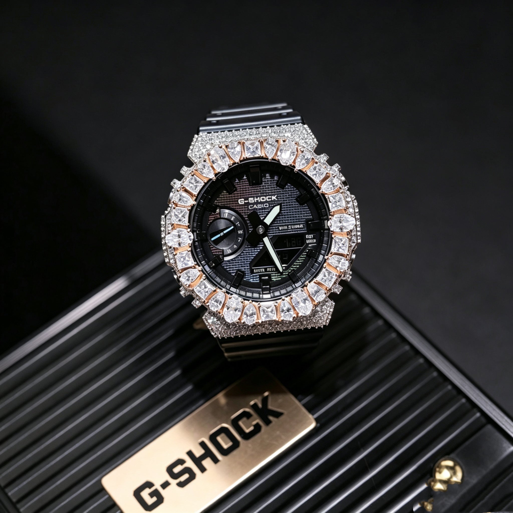 Fancy Cut Bezel Iced G Shock Moissanite Watch Ga2100