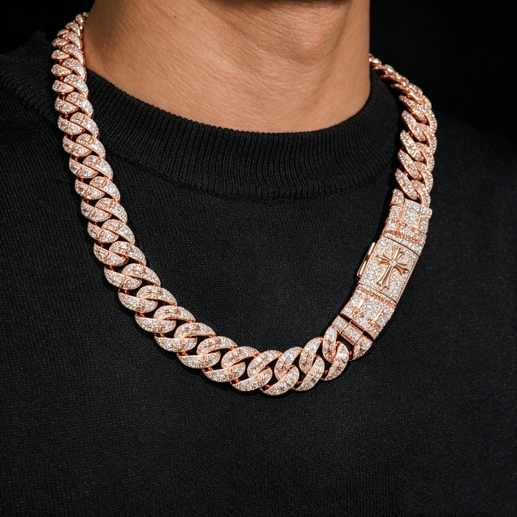 20MM Cross Style Miami Cuban Chain Necklace Moissanite
