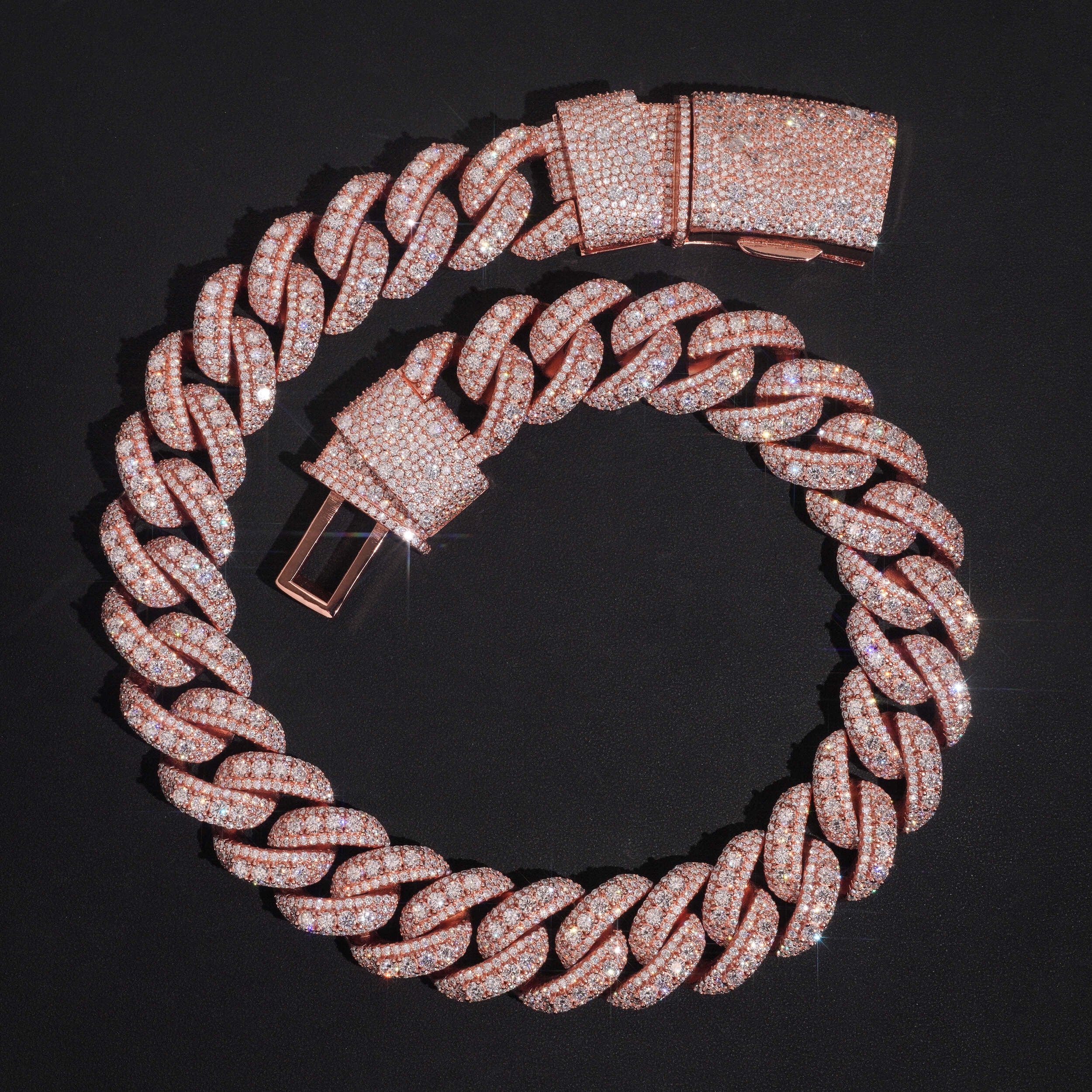 Kilo Cuban 28MM Mosaic Clasp Three Rows Design Moissanite Diamond Cuban Link Necklace