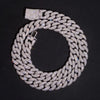 14MM Upside Down Mosaic Setting Cuban Link Chain Necklace VVS Moissanite 925 Silver