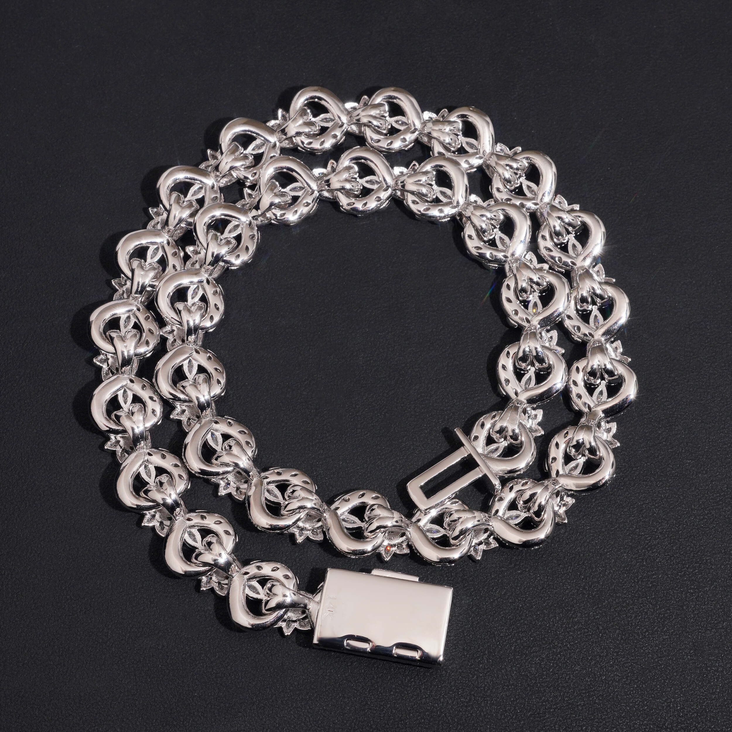 15MM Moissanite Flower Infinity Link Chain Necklace