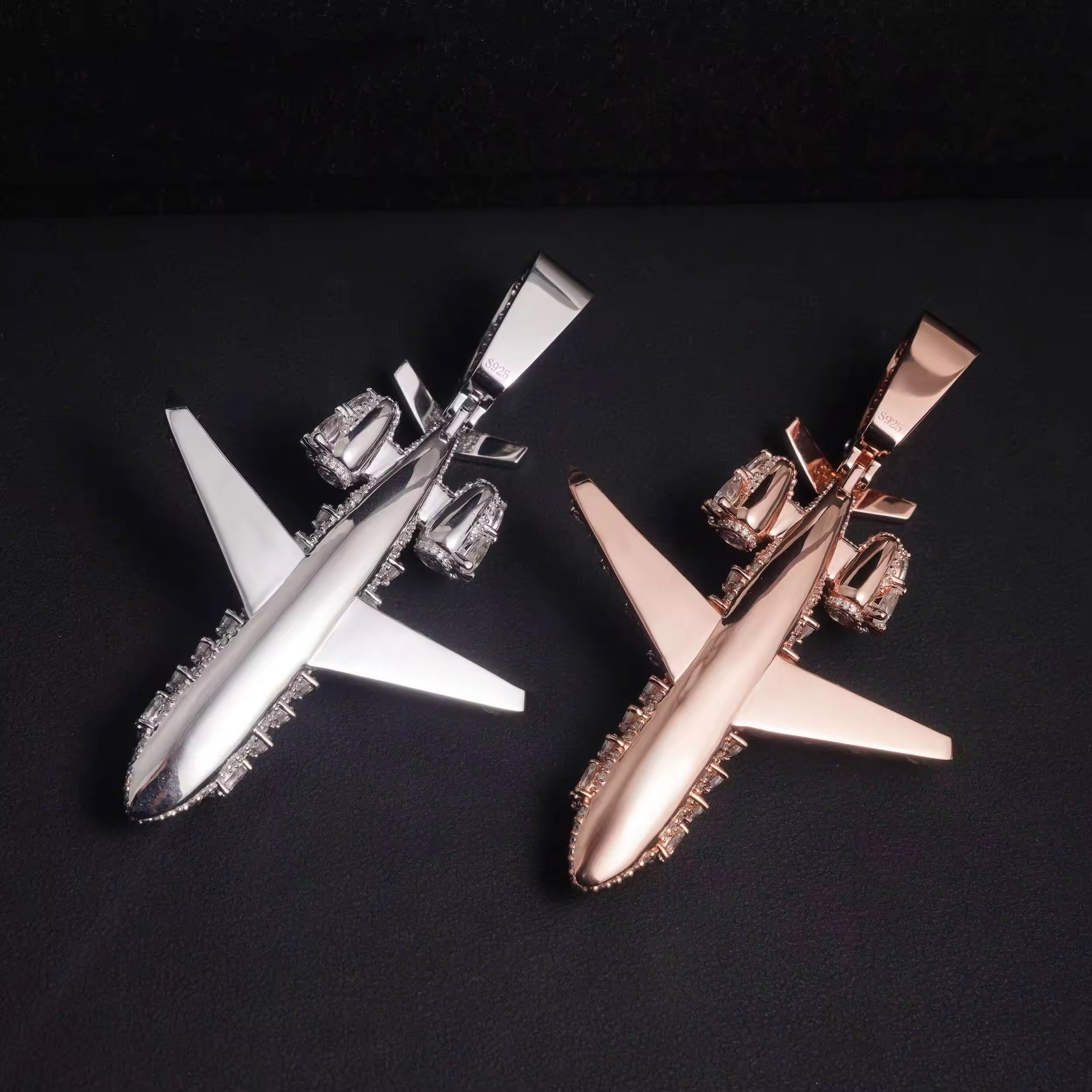 Iced Out Moissanite Diamond Airplane Pendant