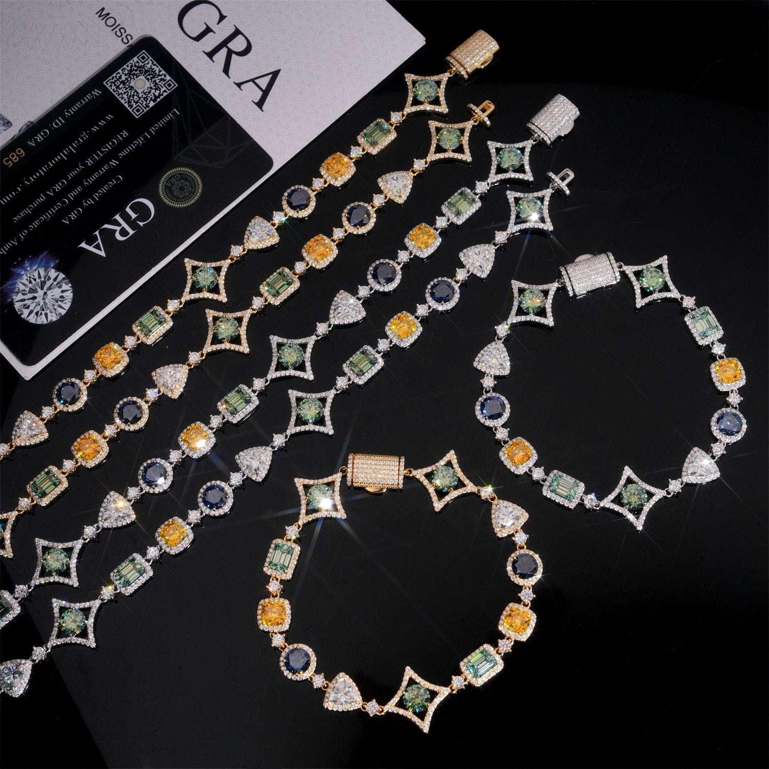 New Arrival Colorful VVS Moissanite Diamond Tennis Link Chain Necklace