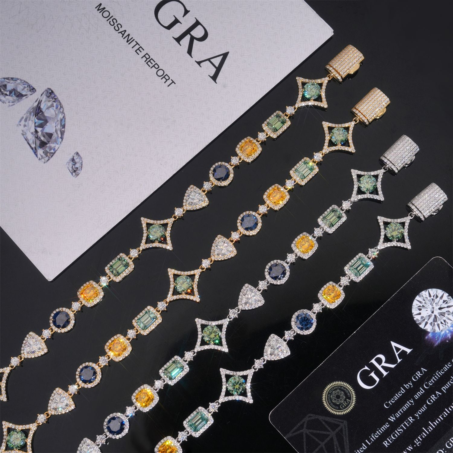 New Arrival Colorful VVS Moissanite Diamond Tennis Link Chain Necklace