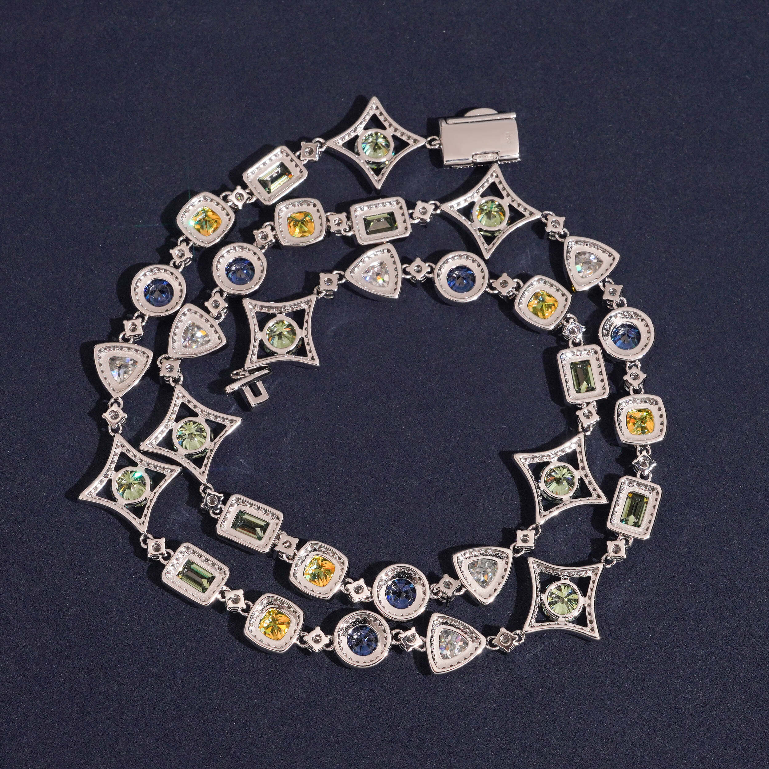 New Arrival Colorful VVS Moissanite Diamond Tennis Link Chain Necklace