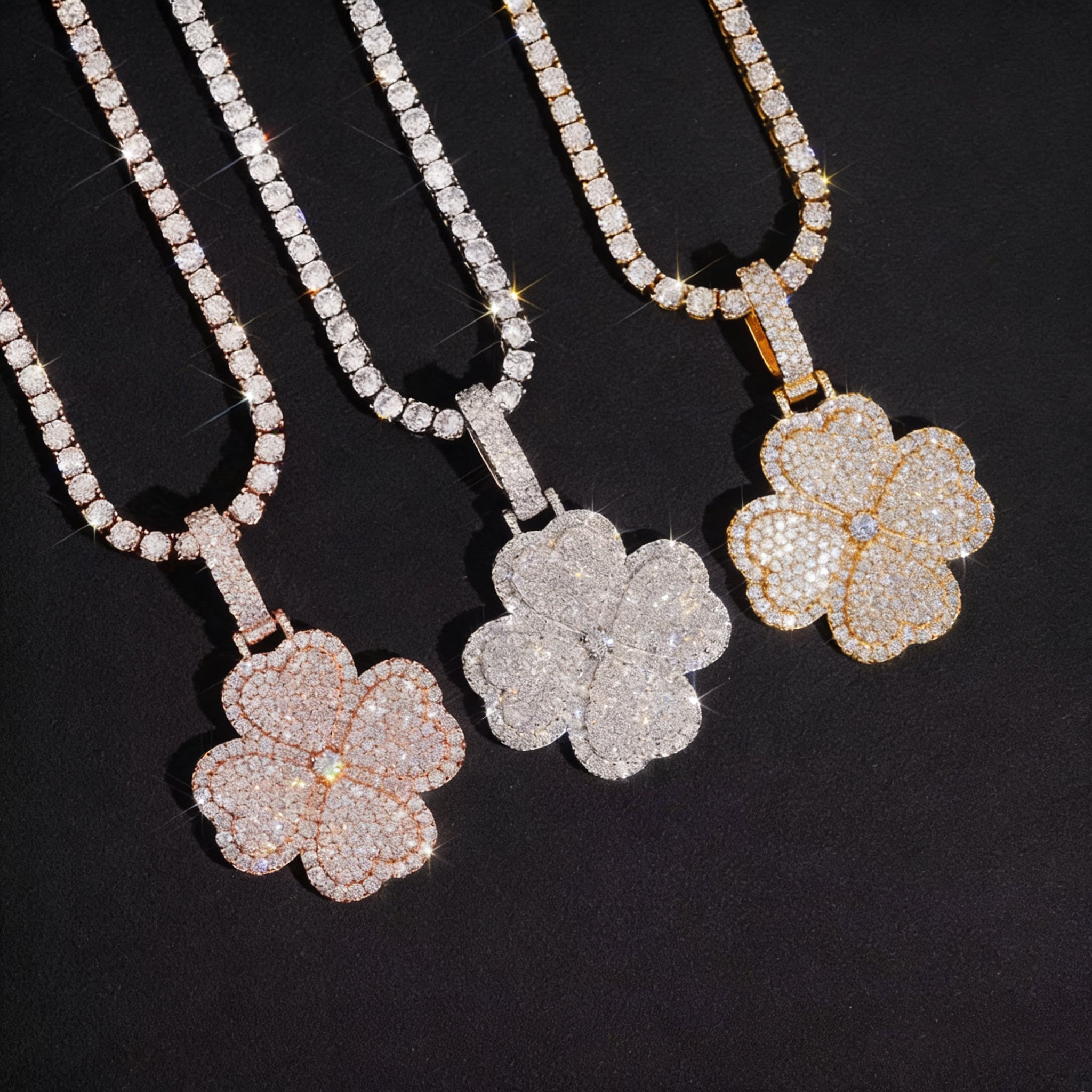 Iced Out Moissanite Clover Pendant For Unisex