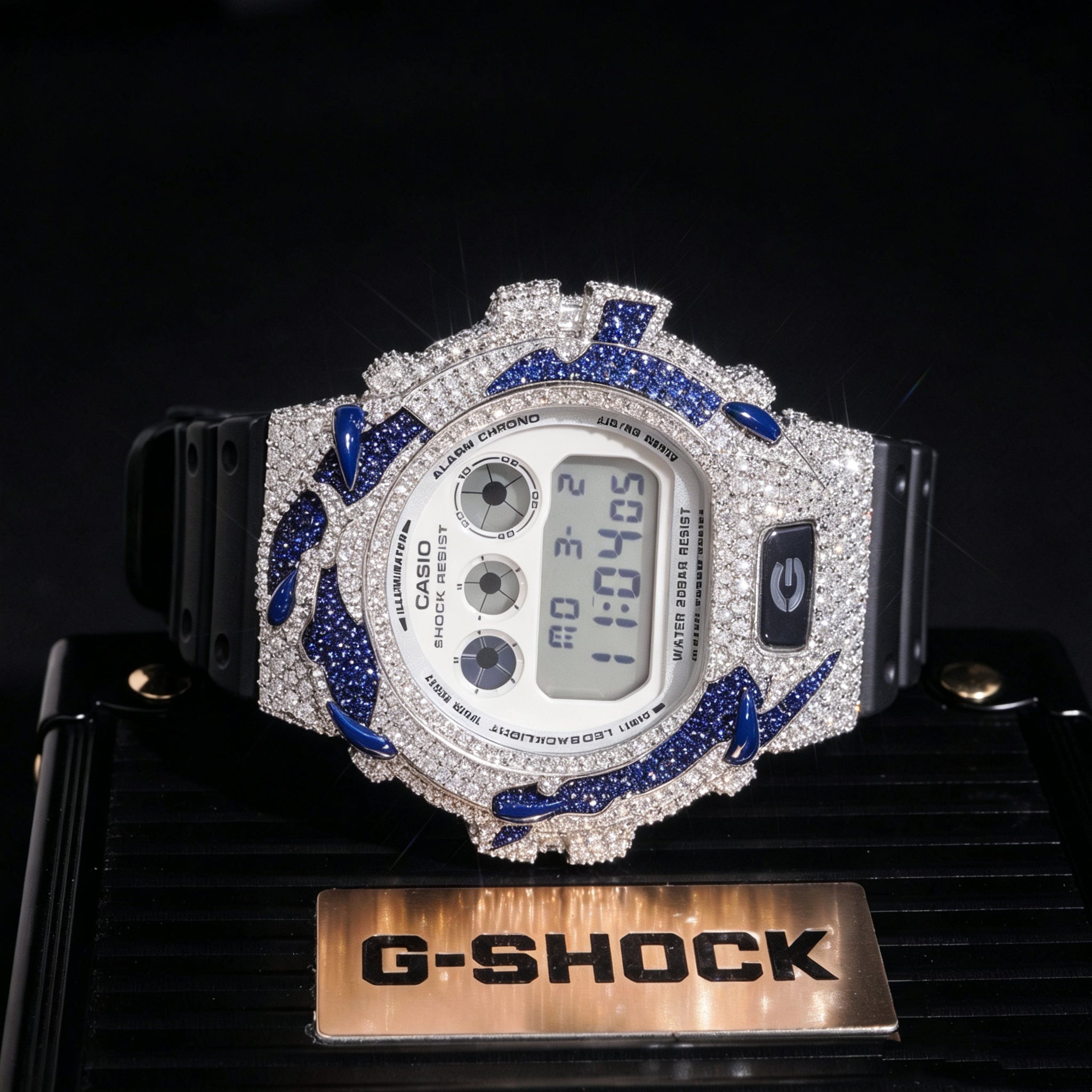 Unique Deisgn Sapphire Lightning Iced Out G Shock Watch Moissanite