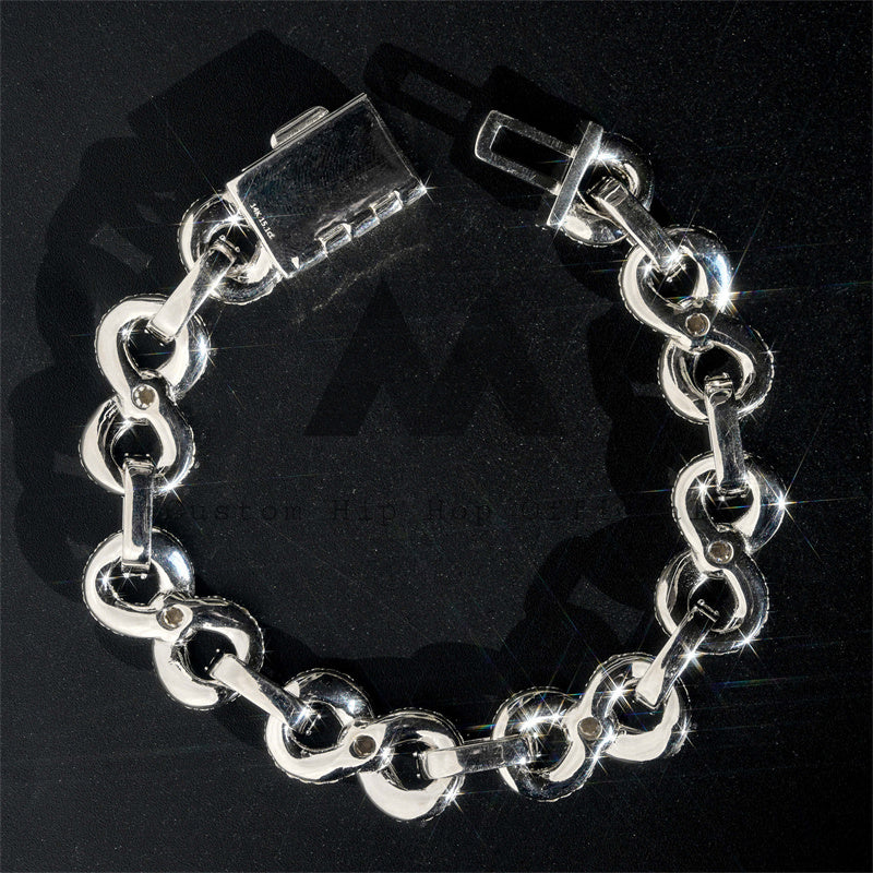 13MM Silver 925 Moissanite Infinity Link Bracelet Iced Out Men's Jewelry3