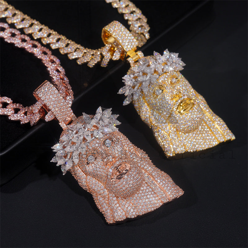 Iced Out 3Inch VVS Moissanite Diamond Hip Hop Jewelry Jesus Pendant