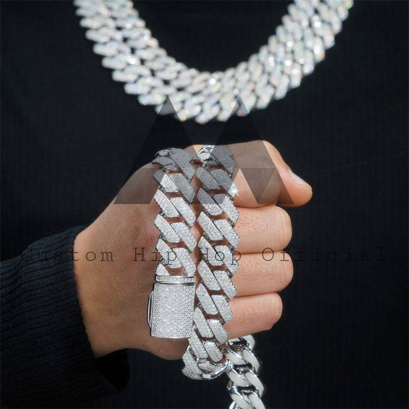 Iced Out Box Lock Sterling Silver 925 White Gold Moissanite Cuban Link Chain hip hop jewelry3