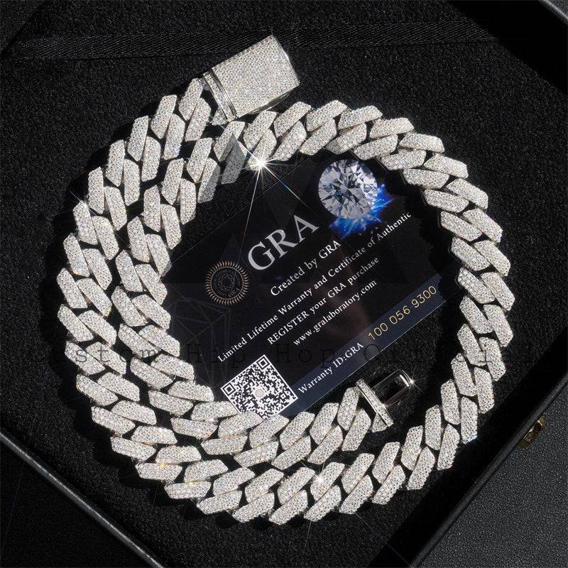 Iced Out Box Lock Sterling Silver 925 White Gold Moissanite Cuban Link Chain hip hop jewelry1