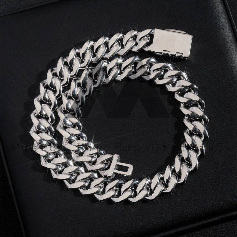 Iced Out Box Lock Sterling Silver 925 White Gold Moissanite Cuban Link Chain hip hop jewelry5