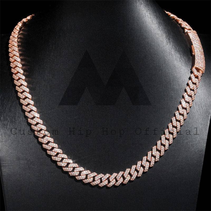 Hip hop jewelry featuring VVS Moissanite Cuban Link Chain, 10MM, Pass Diamond Tester, Sterling Silver 9258