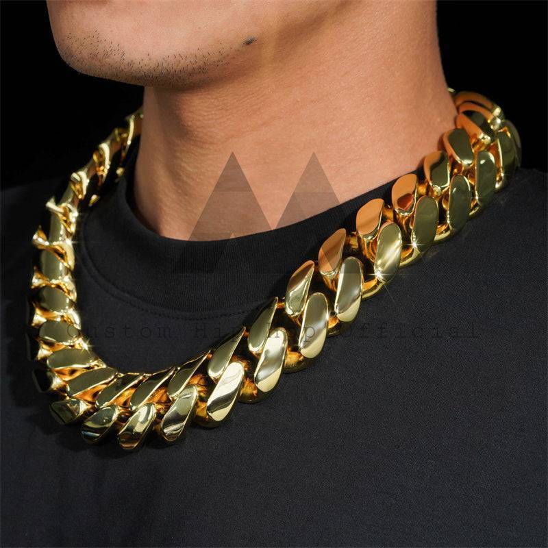 Iced Out 30MM 999 Pure Silver Hand Made Cuban Link Chain With Moissanite Lock For Men Hip Hop Jewelry0