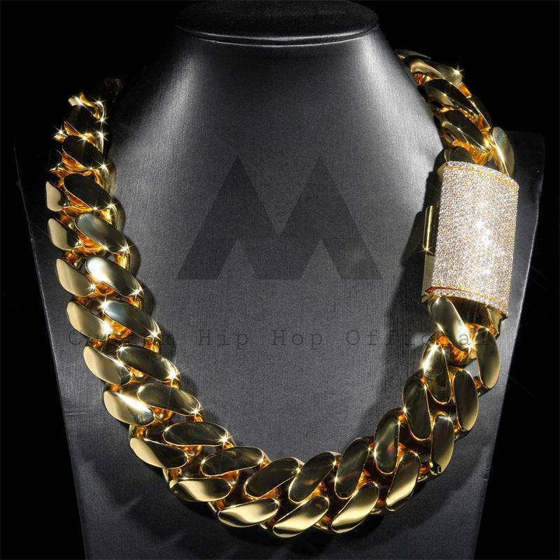 Iced Out 30MM 999 Pure Silver Hand Made Cuban Link Chain With Moissanite Lock For Men Hip Hop Jewelry3