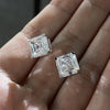 10K White Gold CVD Lab Grown Diamond Asscher Cut Stud Earrings