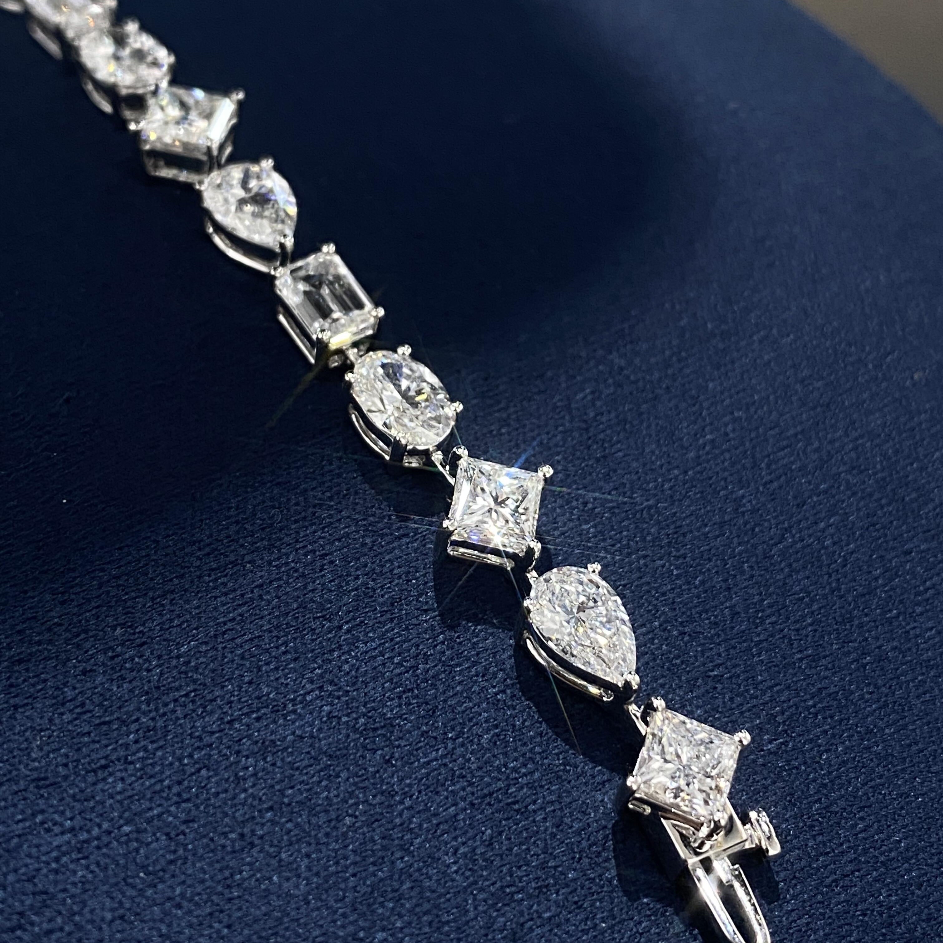 VVS 1 Fancy Cut Lab Grown Diamond Tennis Bracelet 925 Silver