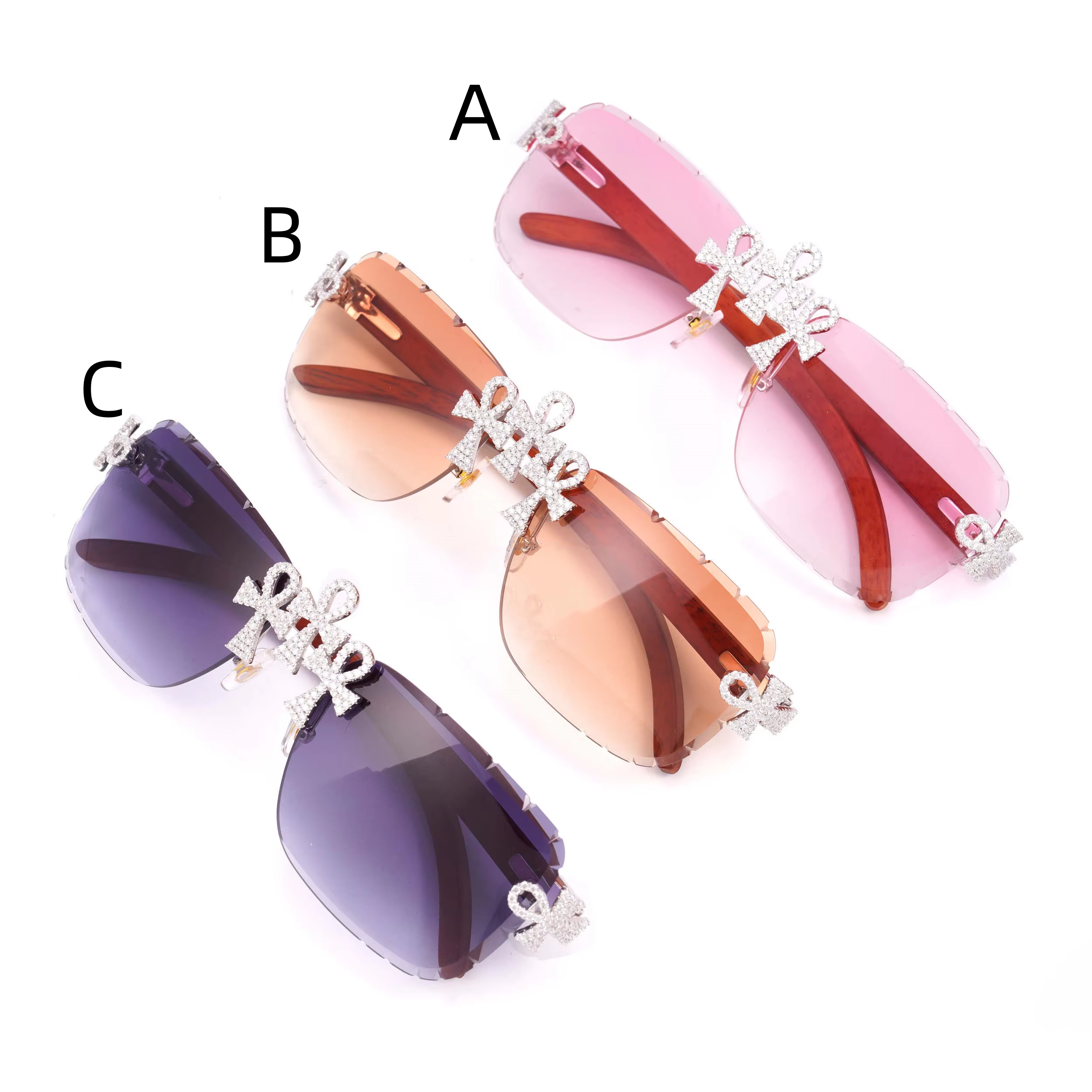 Ankh Cross Style Iced Out Sunglasses VVS Moissanite Diamond