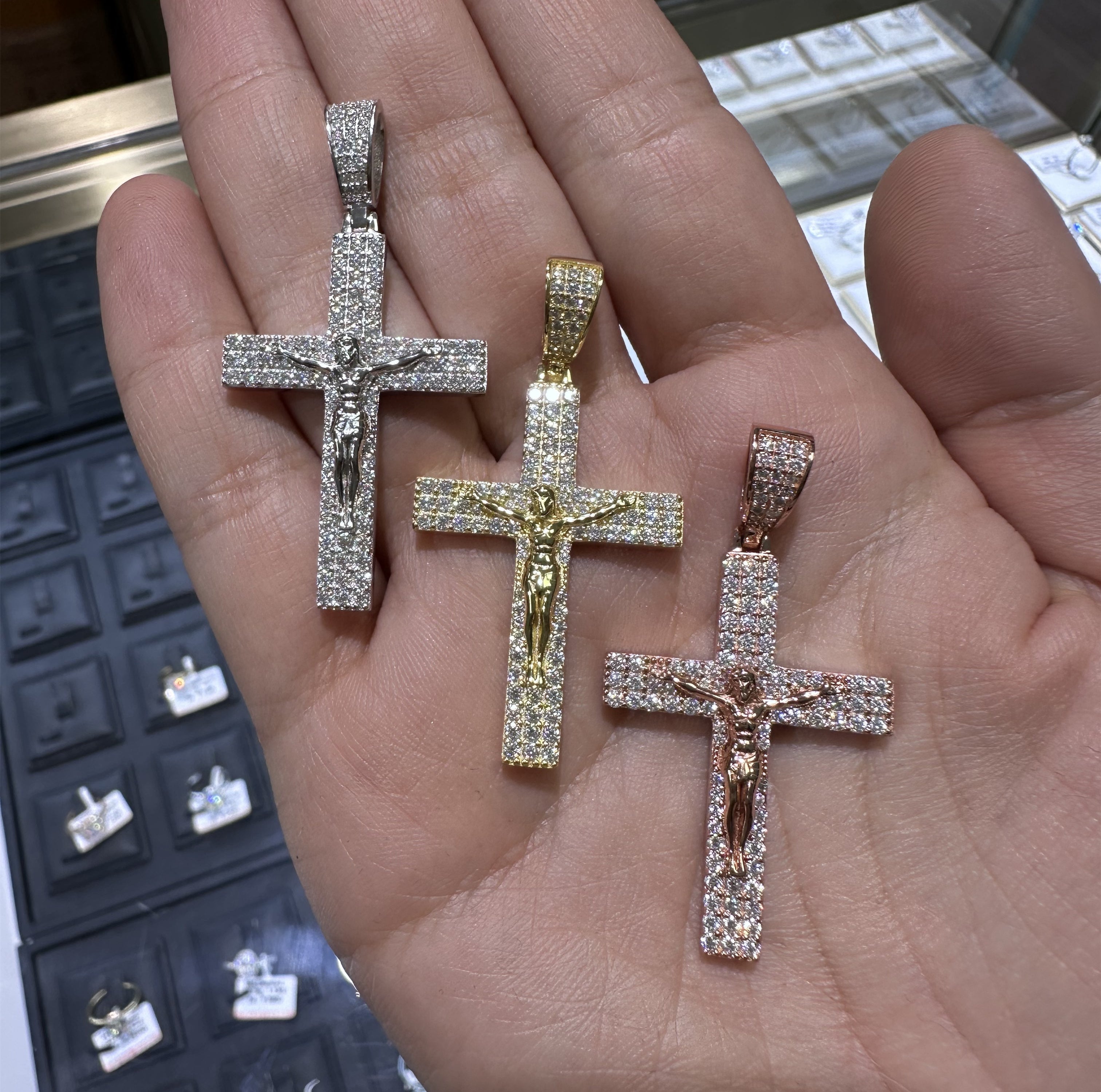 Cross Jesus Pendant Solid Silver Match 3MM Rope Chain