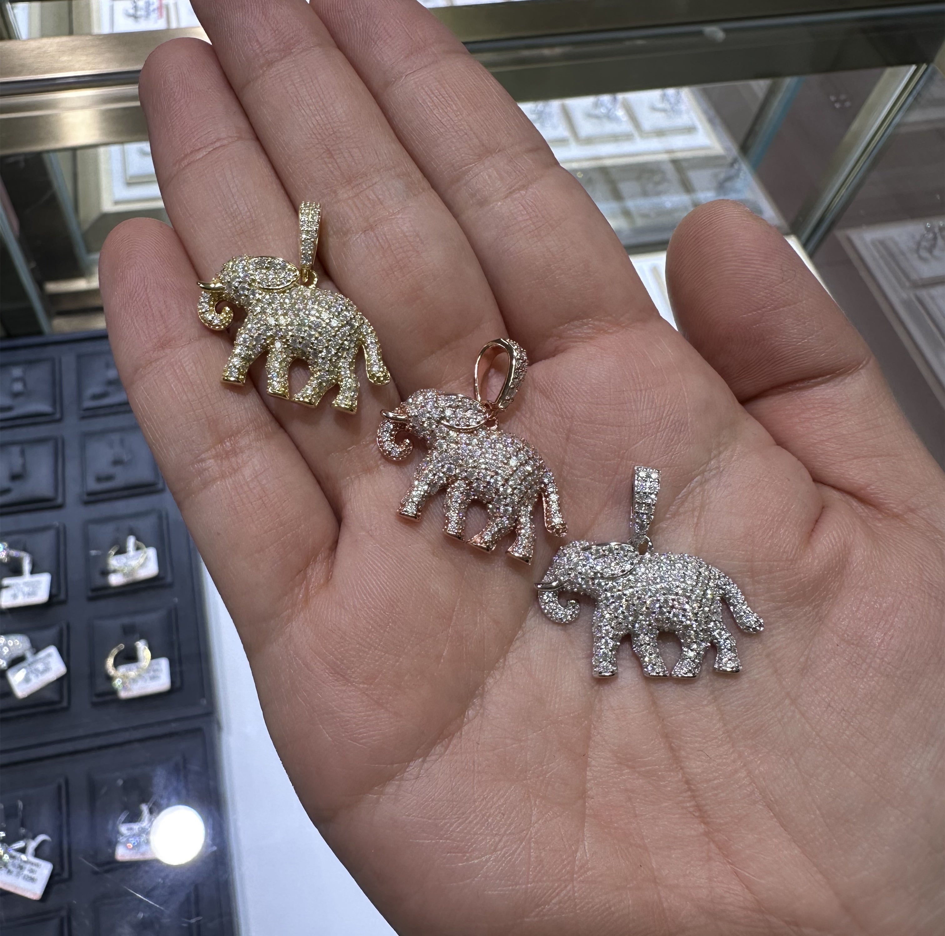 Mini Size Moissanite Diamond 925 Silver Elephant Pendant