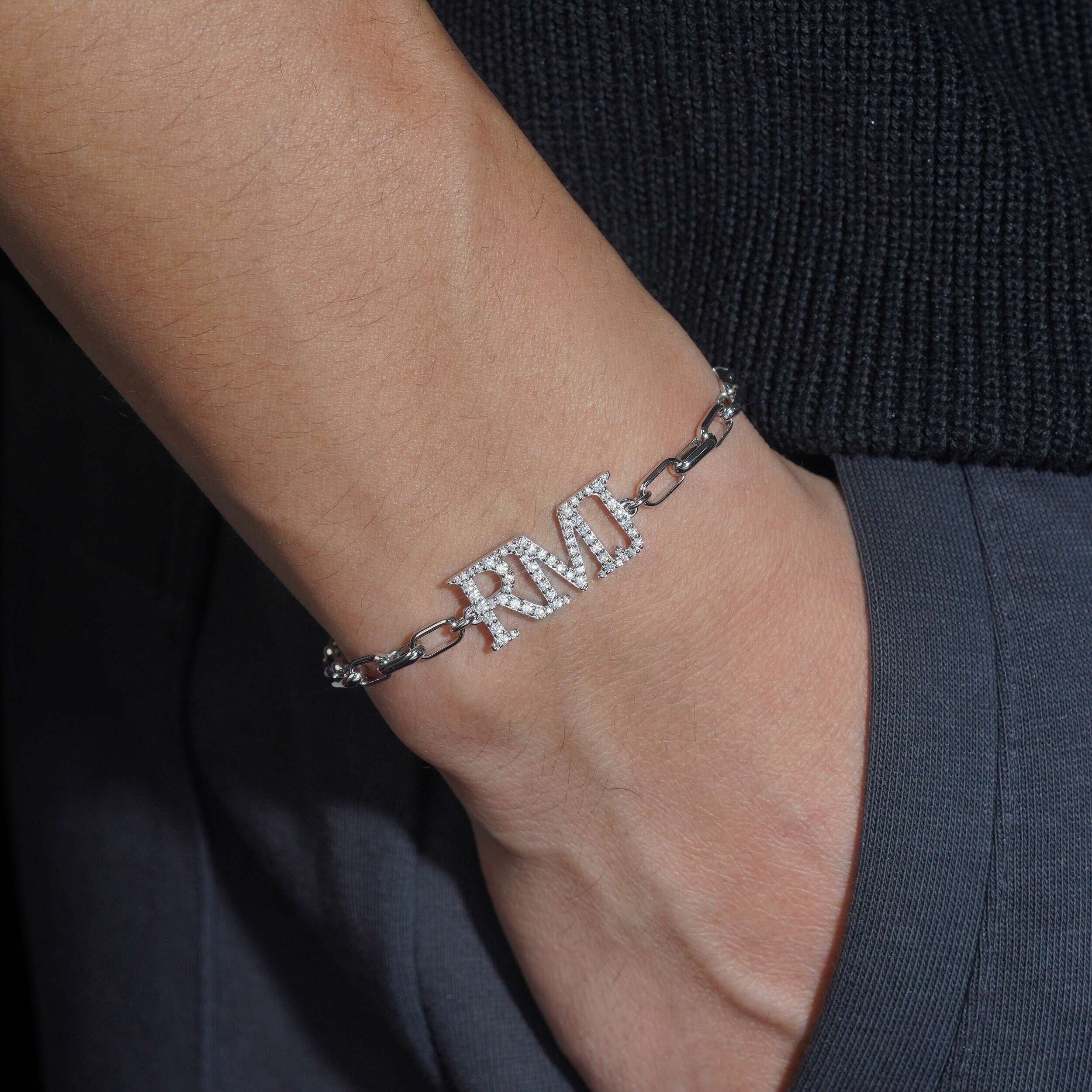 Custom Oval Link Iced Out Moissanite Diamond Name Bracelet