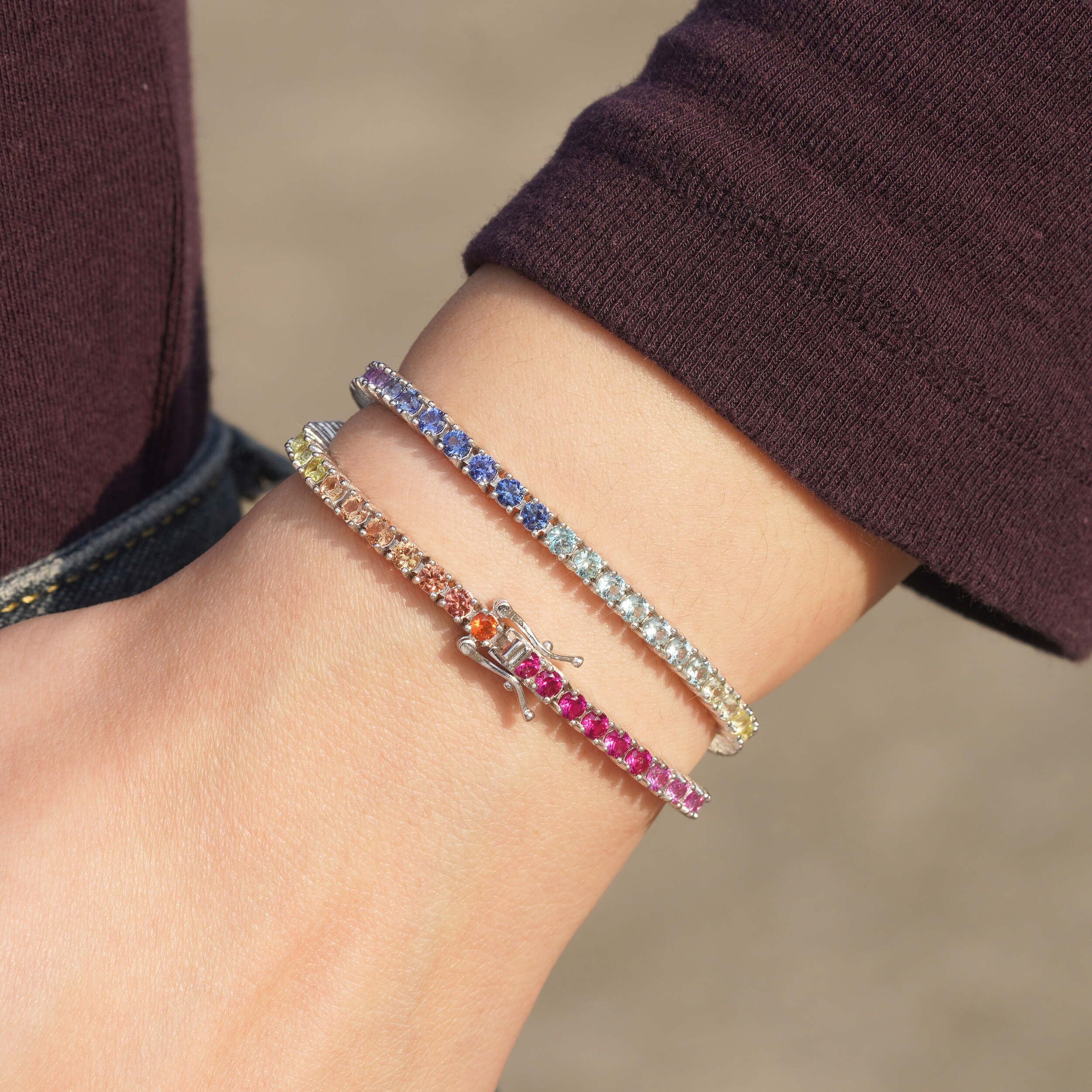 Valentines Gift Jewelry 3MM Lab Gemstone 3MM Tennis Bracelet