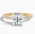 2 Carat Radiant Cut Hidden Halo Pave Lab Grown Diamond Ring in 14k Yellow Gold