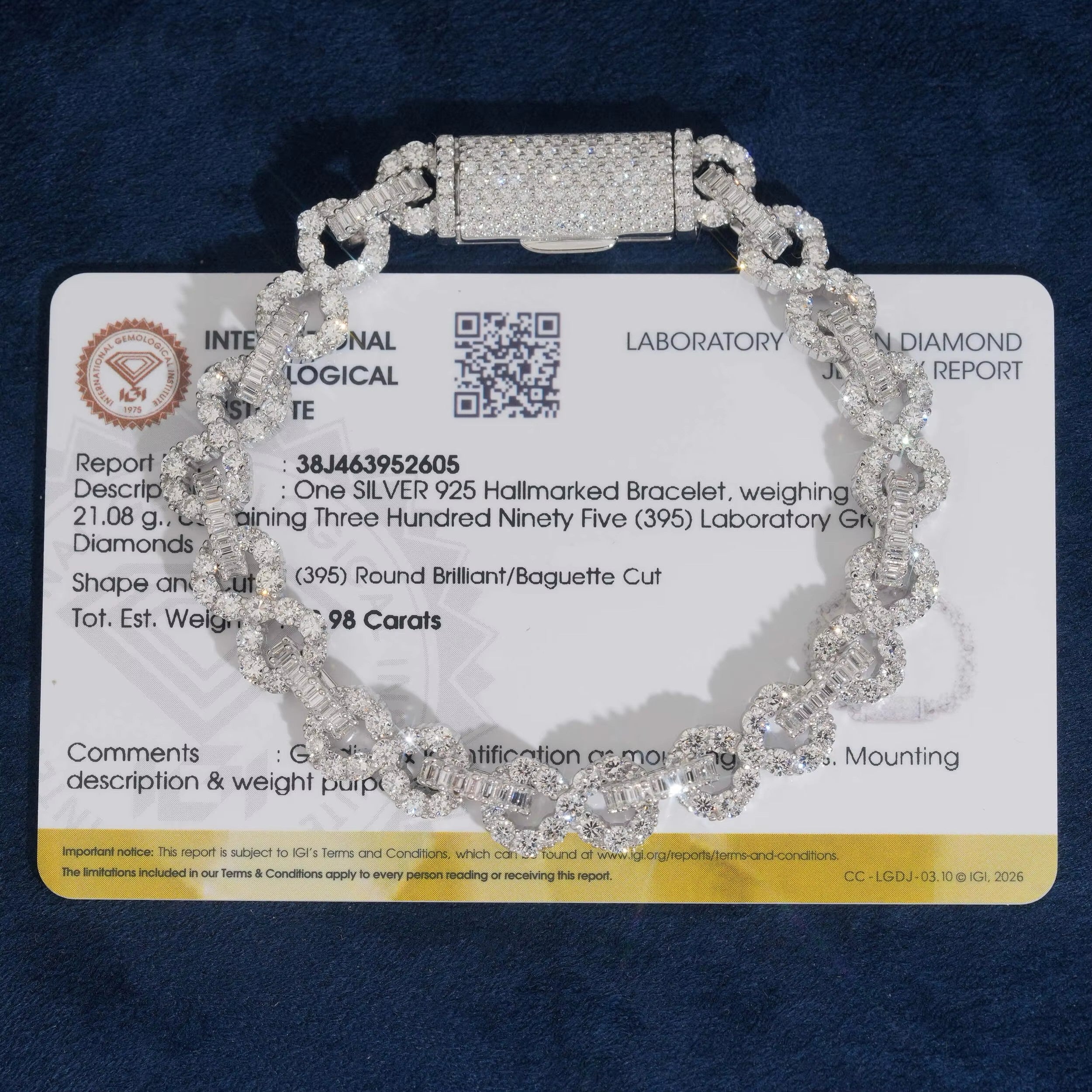 925 Sterling Silver Lab Grown Diamonds Infinity Bracelet 8MM