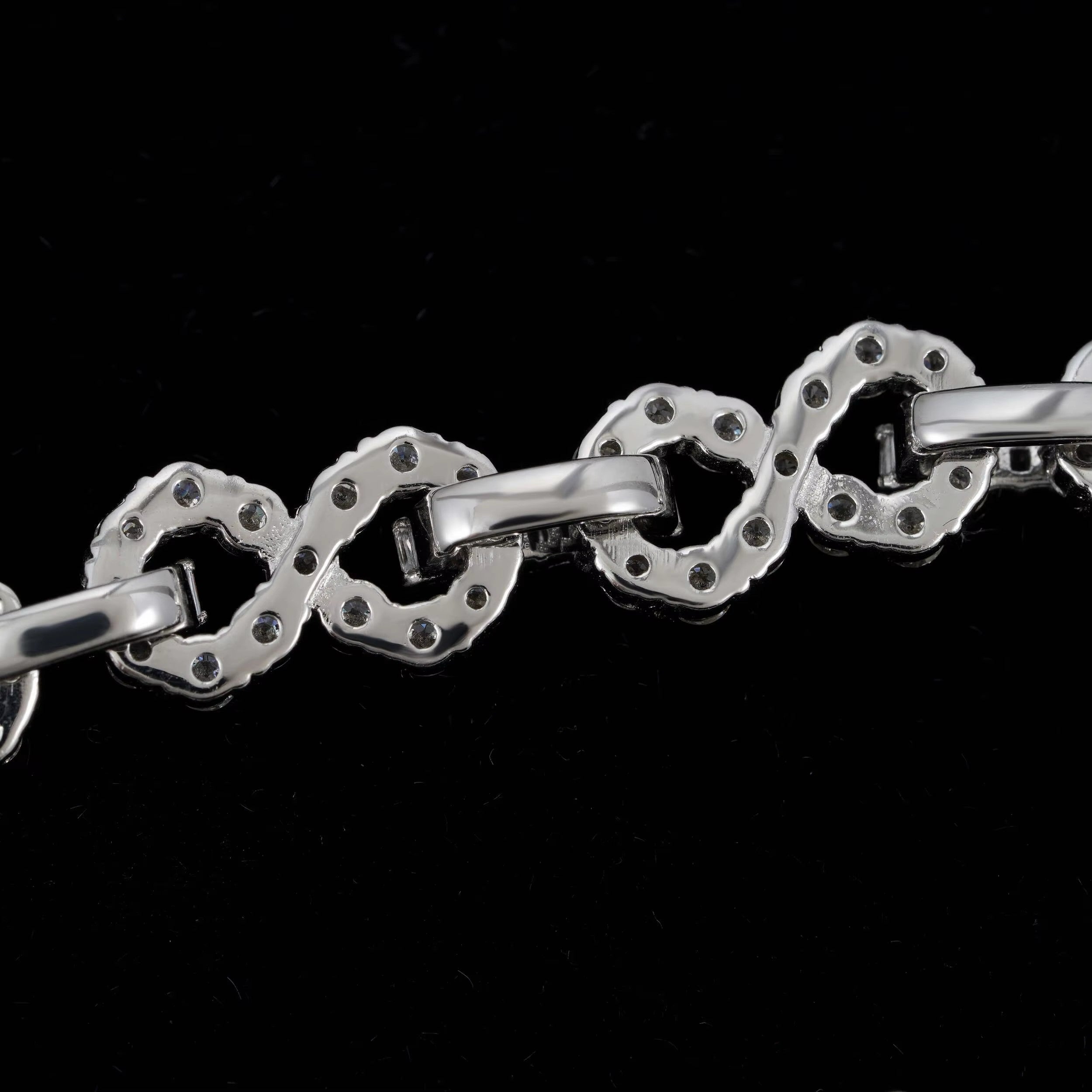 925 Sterling Silver Lab Grown Diamonds Infinity Bracelet 8MM