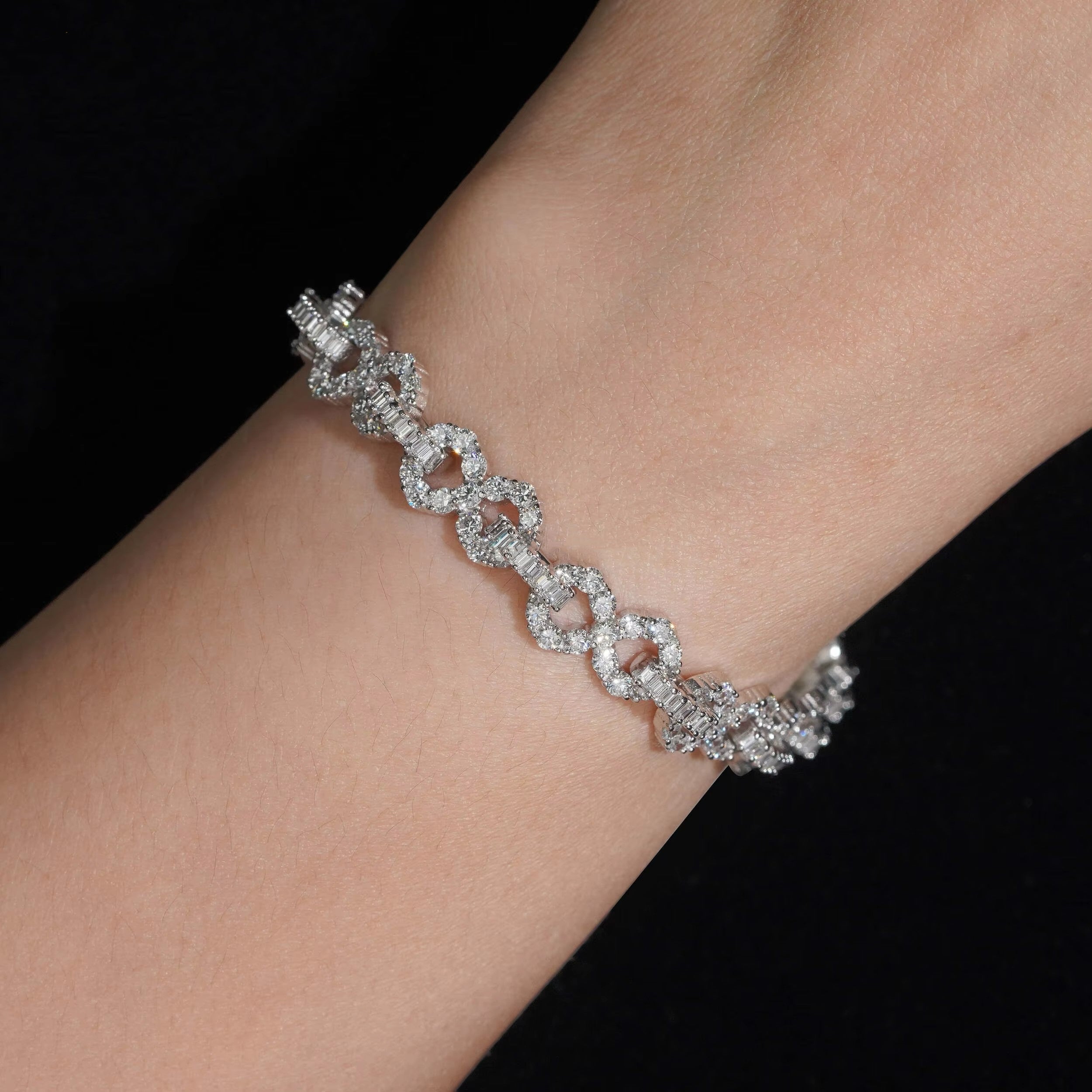 925 Sterling Silver Lab Grown Diamonds Infinity Bracelet 8MM