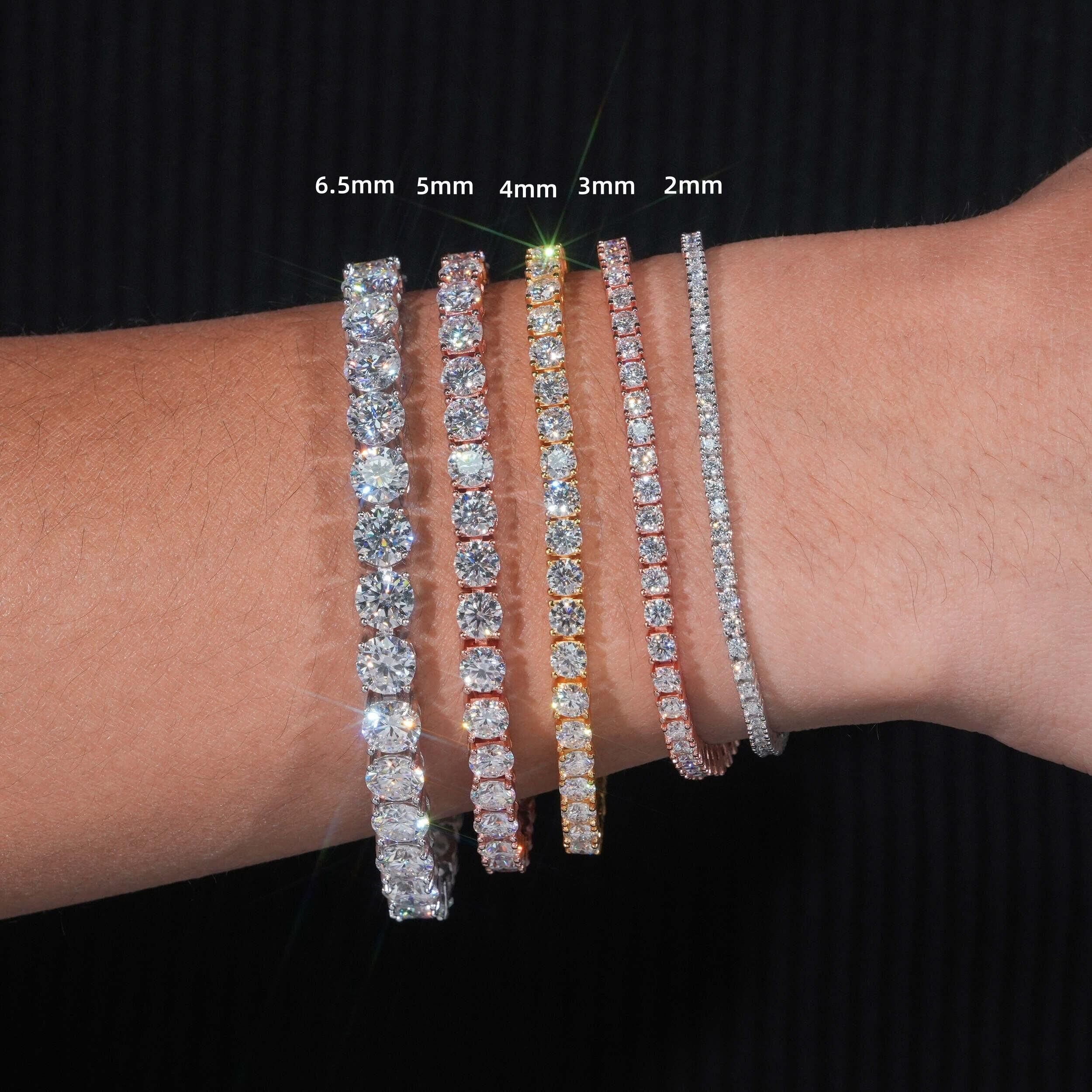 Sterling Silver 925 2MM 3MM 4MM 5MM 6.5MM Moissanite Tennis Bracelet with GRA Certificate